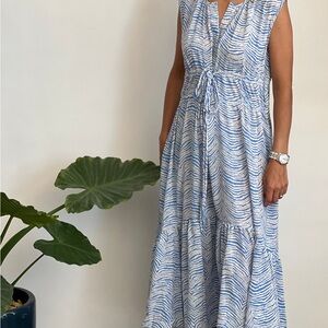 Perfect Spring Blue and White Maxi Dress